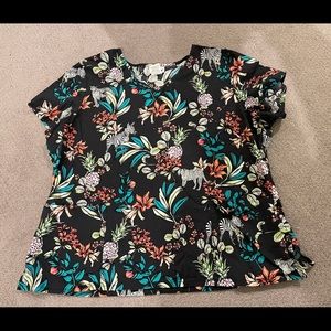 Floral ScrubStar Scrub Top Size 2XL